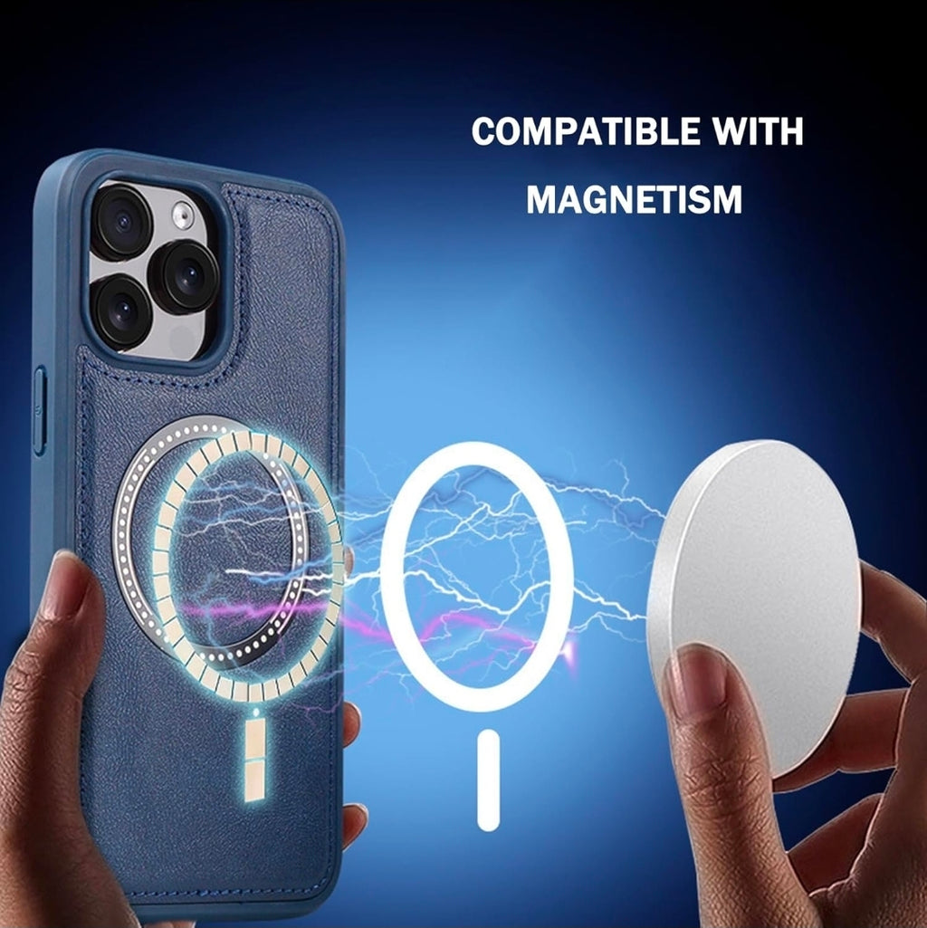 Wallet Case for iPhone 16 Pro Max with Magnetic Detachable Card Holder, Leather Cover and Shock absorbing Protection Shell