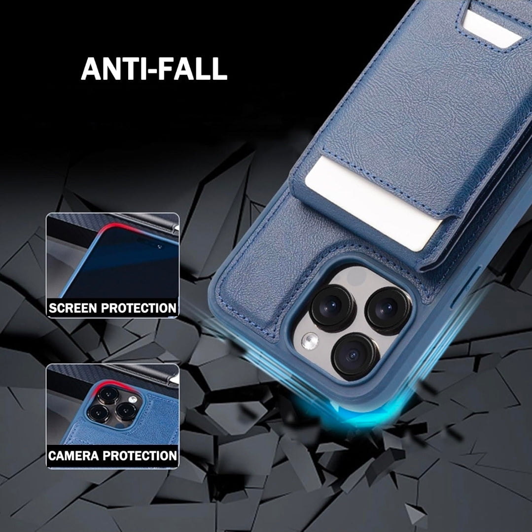 Wallet Case for iPhone 16 Pro Max with Magnetic Detachable Card Holder, Leather Cover and Shock absorbing Protection Shell