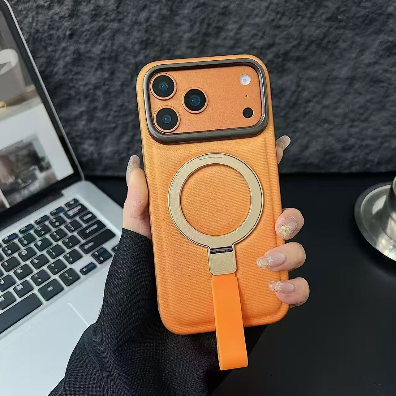 Mag Phone Case Compatible with iPhone 17 Pro Max, Magnetic Case with Ring Stand Holder and Shockproof Kickstand Grip Holder